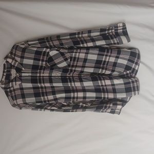AVA & VIV PLUS NAVY/PINK PLAID BUTTON DOWN LONG SLEEVE SHIRT